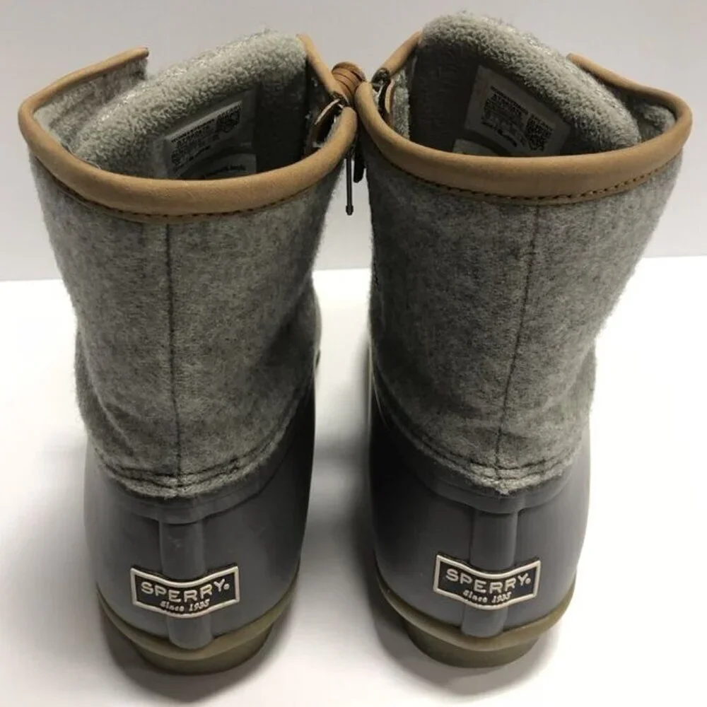 Sperry Women’s Saltwater, Gray Rain Booties, Size 8.5 M